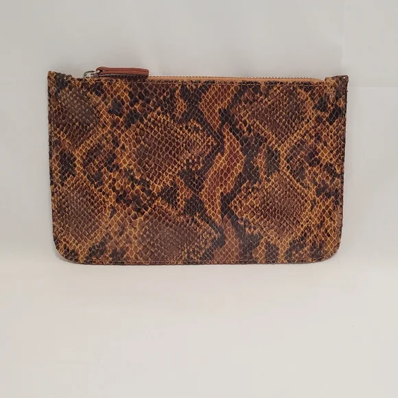 Women's Travel Makeup Bag with Zipper Small Snake Print Clean - Picture 2 of 7